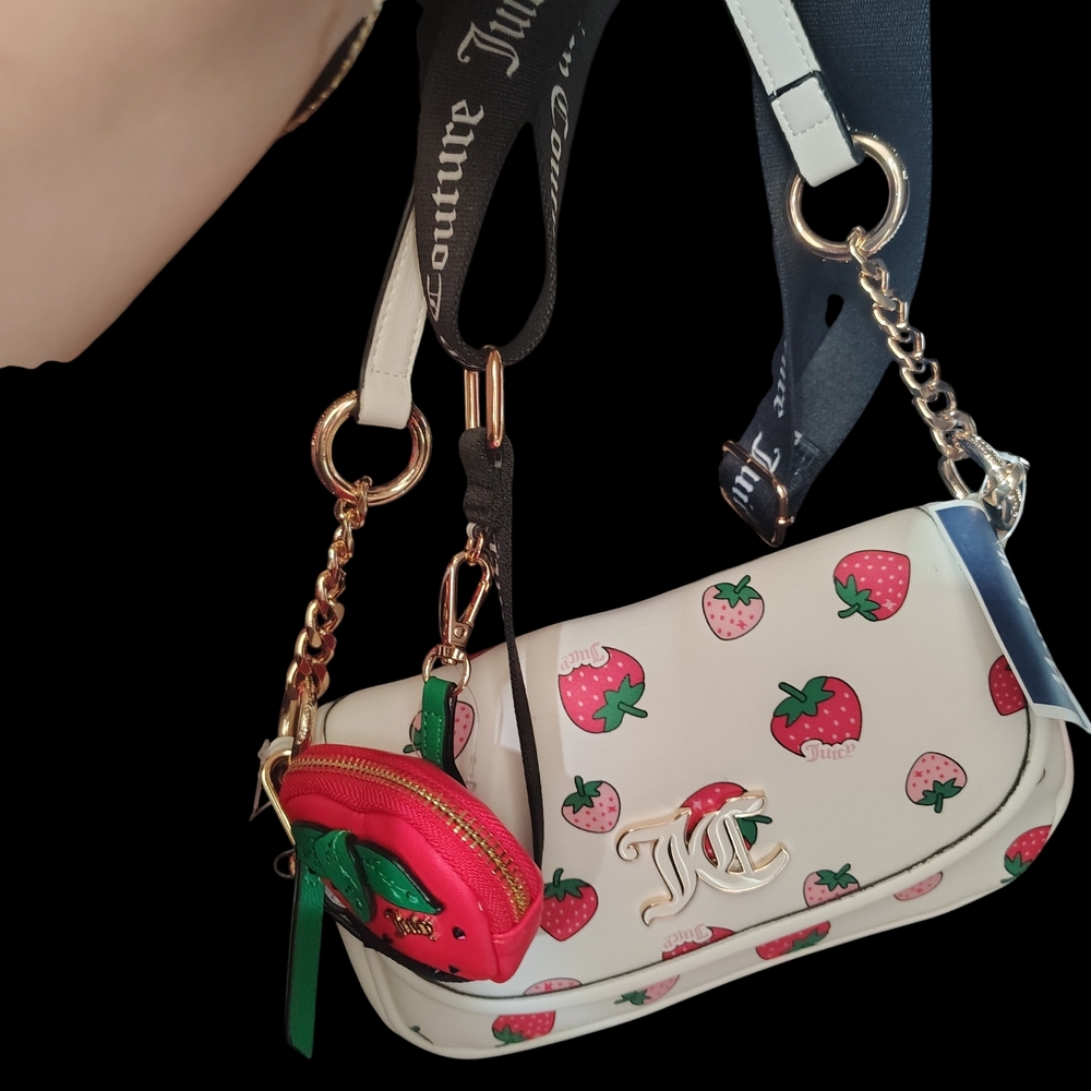 Juicy Couture White Strawberry Print Crossbody Bag
